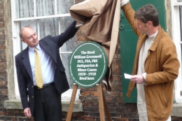 The unveiling of the Revd William Greenwell plaque