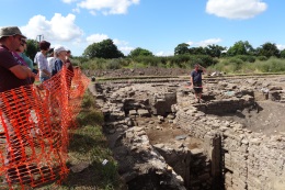 Binchester roman Fort: Peter Carne explaining the excavations in the possible bath house  